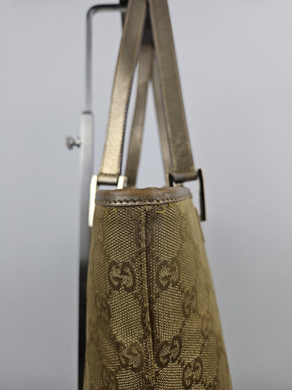 Vintage y2k Gucci gg monogram canvas gold tote bag