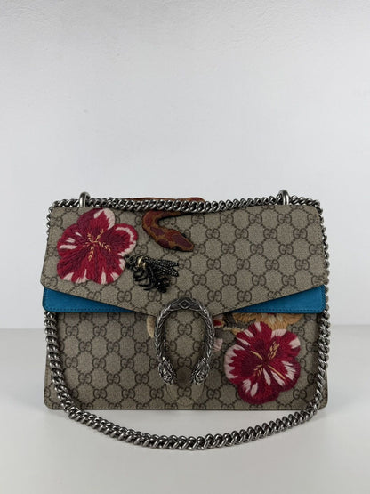 Gucci GG supreme Dionysus large with embroidered bee snake & flowers