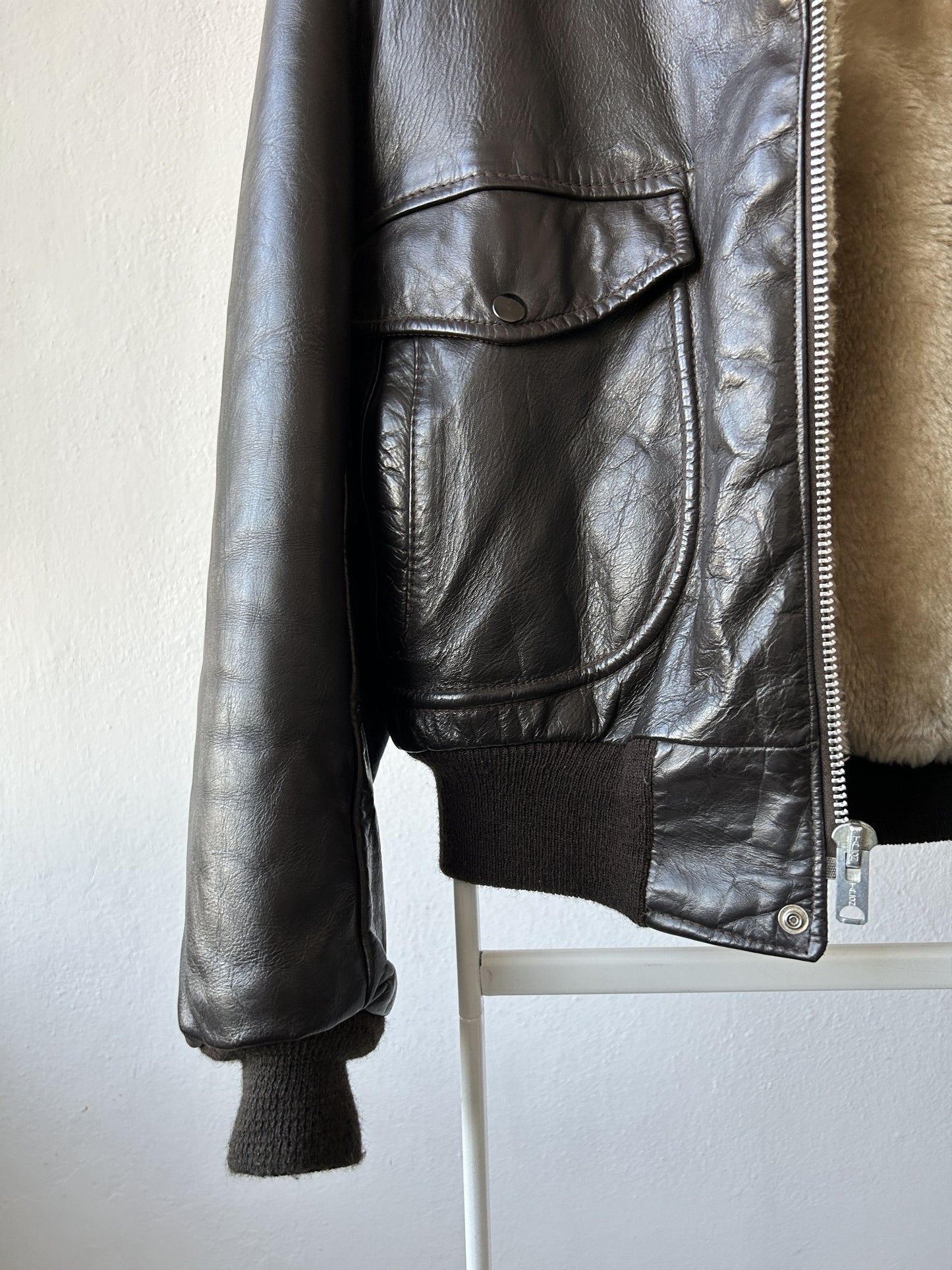 Vintage aviator shearling leather jacket