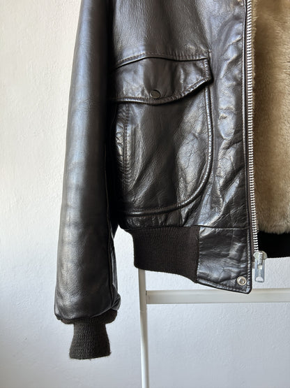 Vintage aviator shearling leather jacket