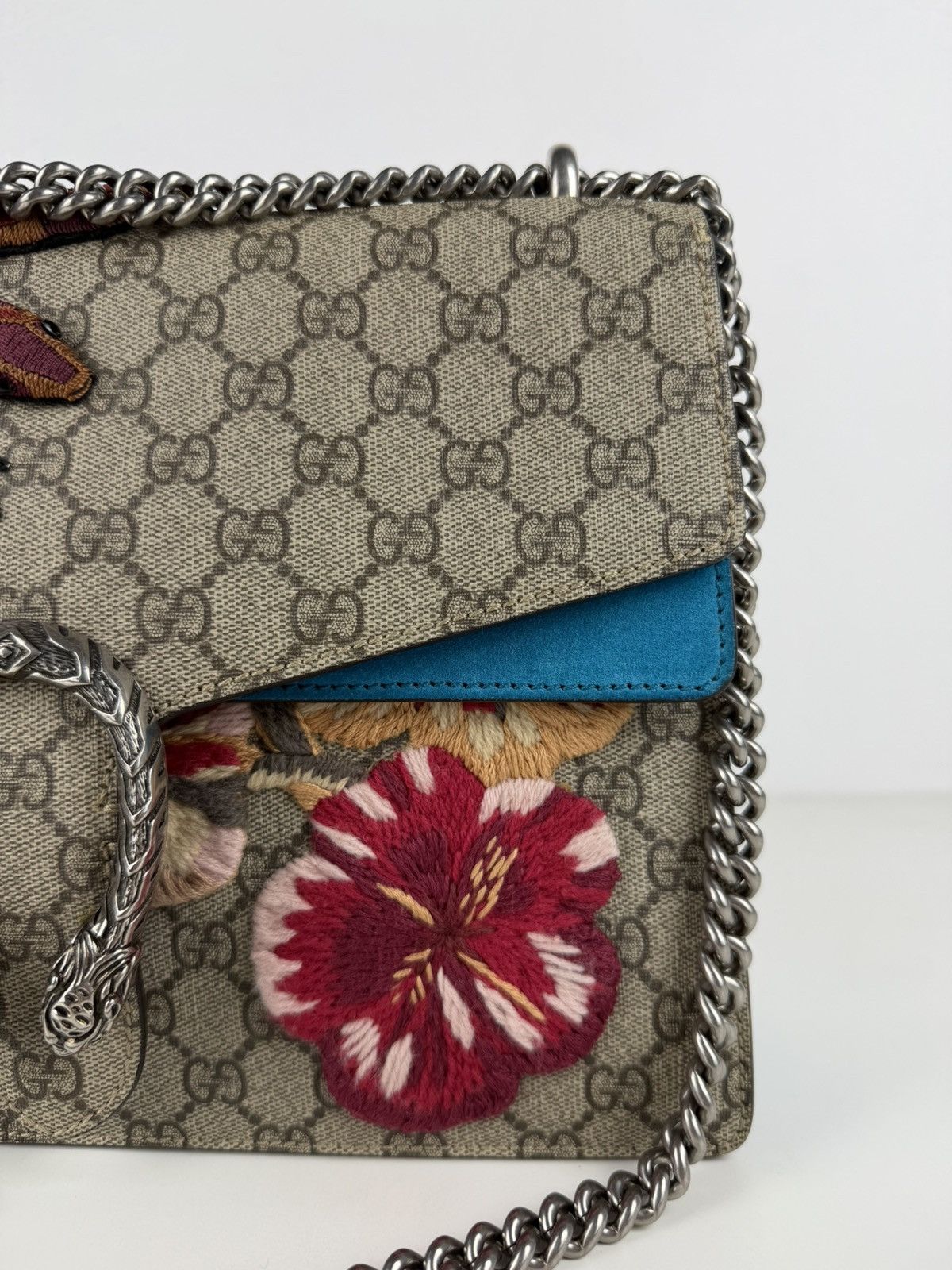 Gucci GG supreme Dionysus large with embroidered bee snake & flowers