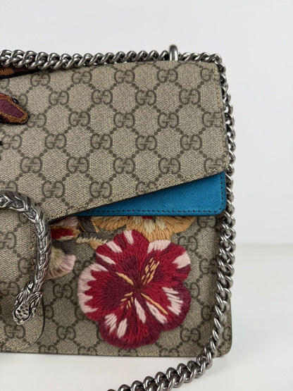 Gucci GG supreme Dionysus large with embroidered bee snake & flowers