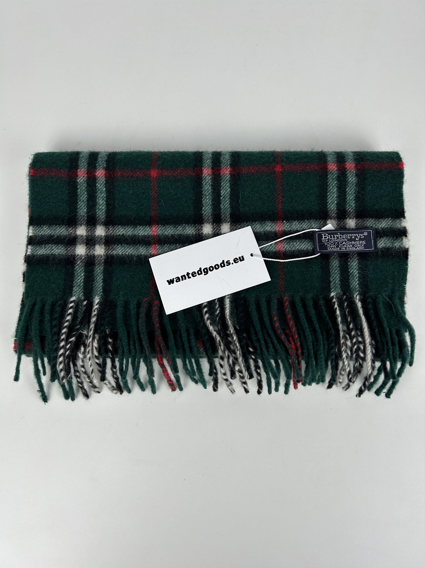 Vintage Burberry green nova check cashmere scarf