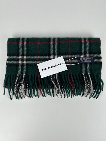 Vintage Burberry green nova check cashmere scarf