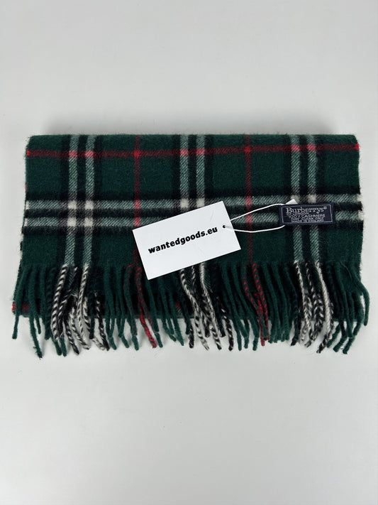Vintage Burberry green nova check cashmere scarf