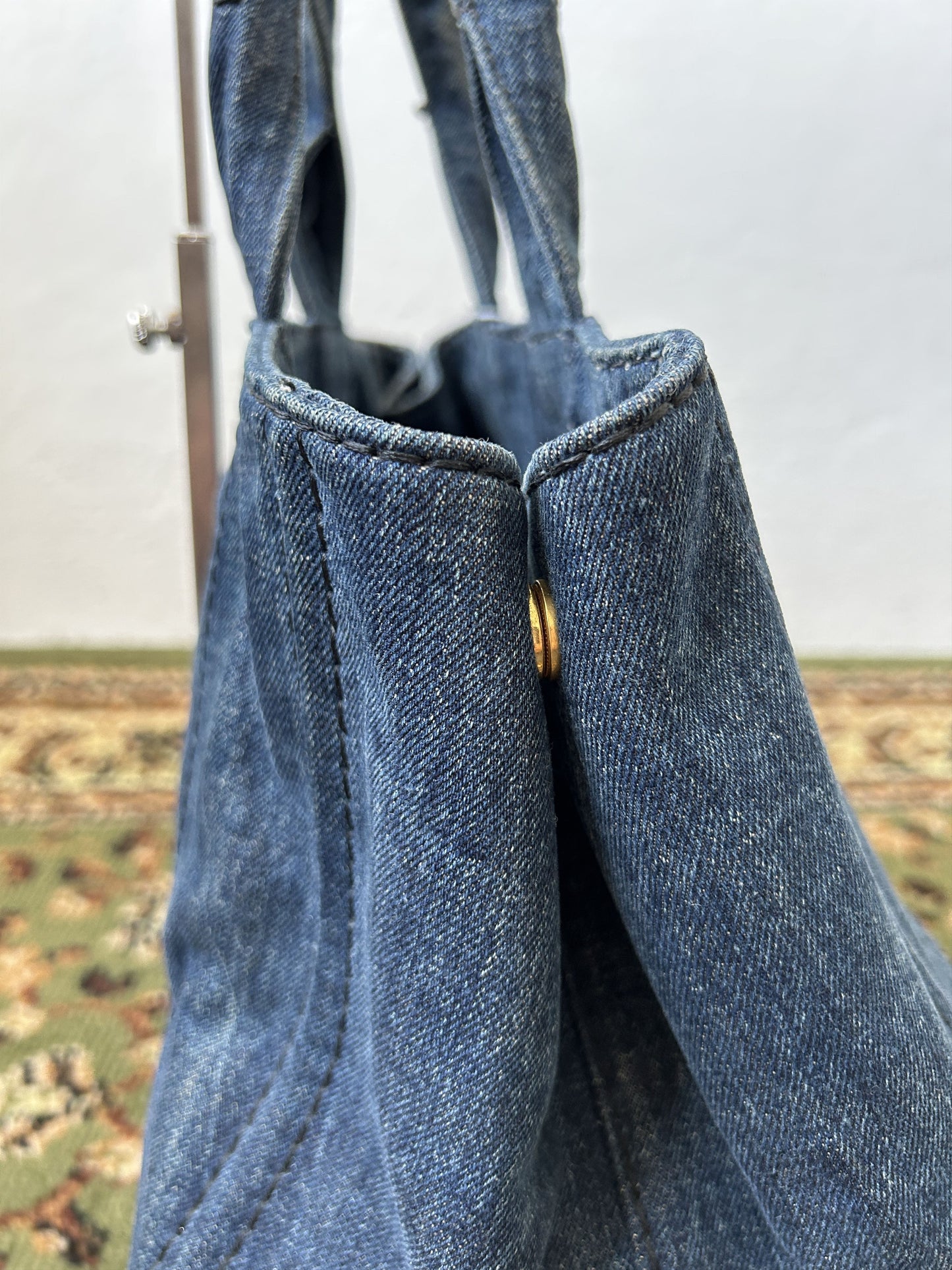 Prada Canapa denim handbag large size