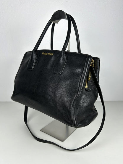 Miu miu madras leather tote bag