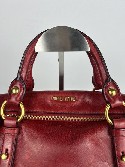Miu miu vitello small bow bag in red