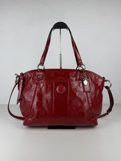 Coach signature patent leather tote bag