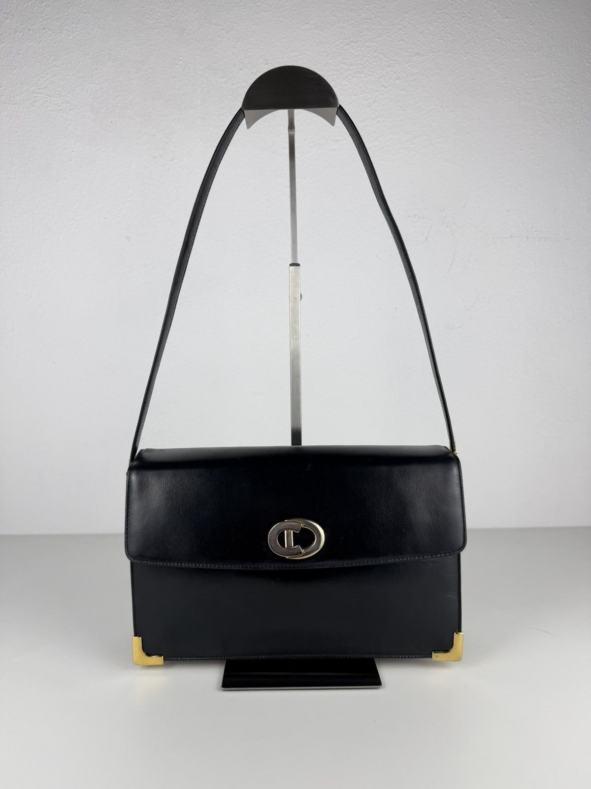 Vintage 70s Dior box calf leather shoulder bag