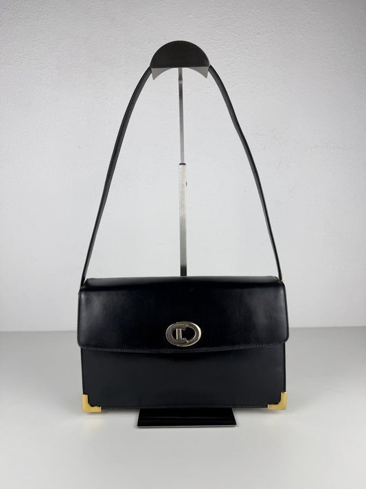 Vintage 70s Dior box calf leather shoulder bag