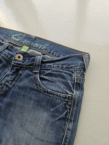 Vintage distressed bootcut low waisted denim