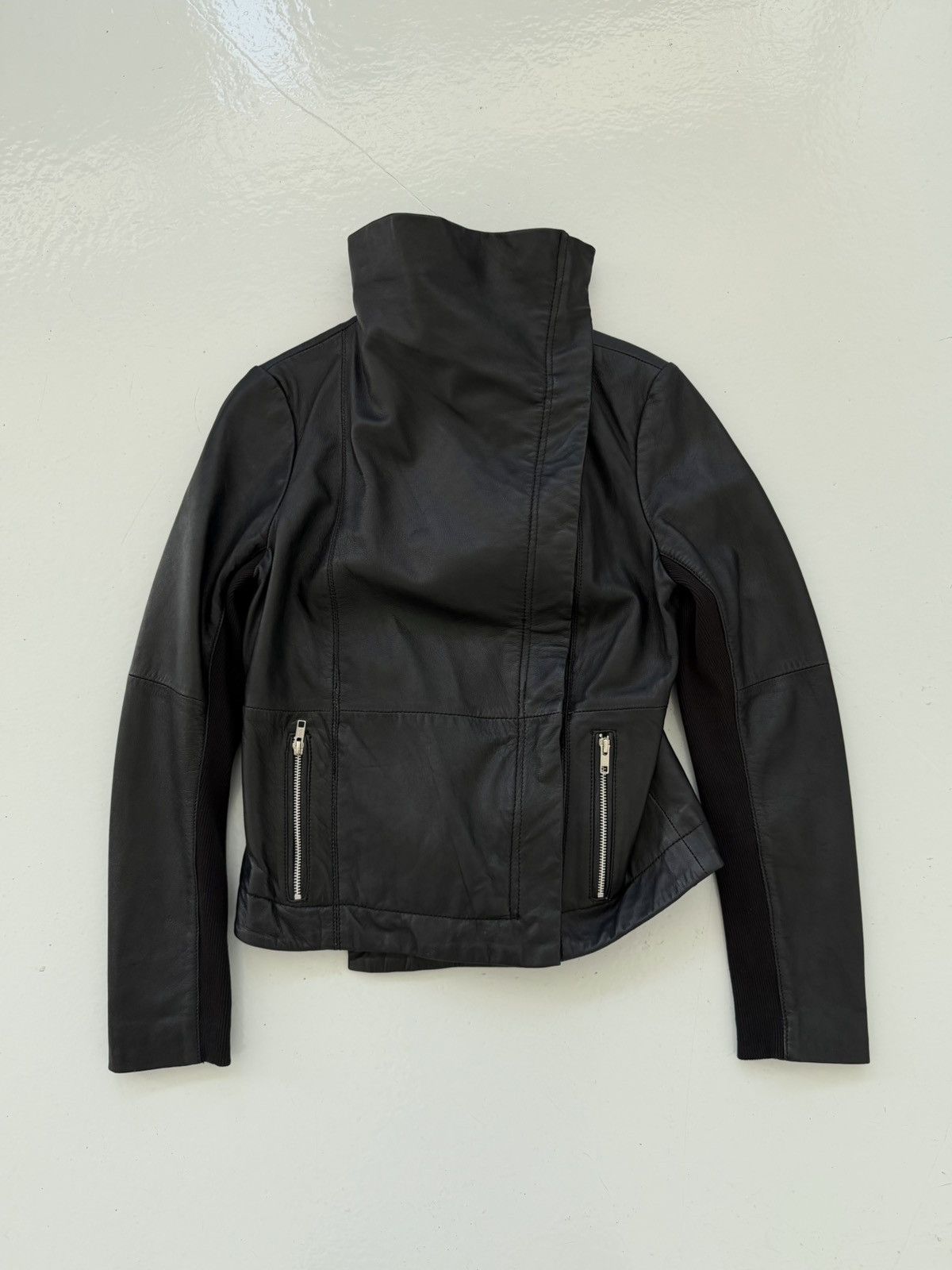 Vintage Saint Tropez asymmetrical leather jacket