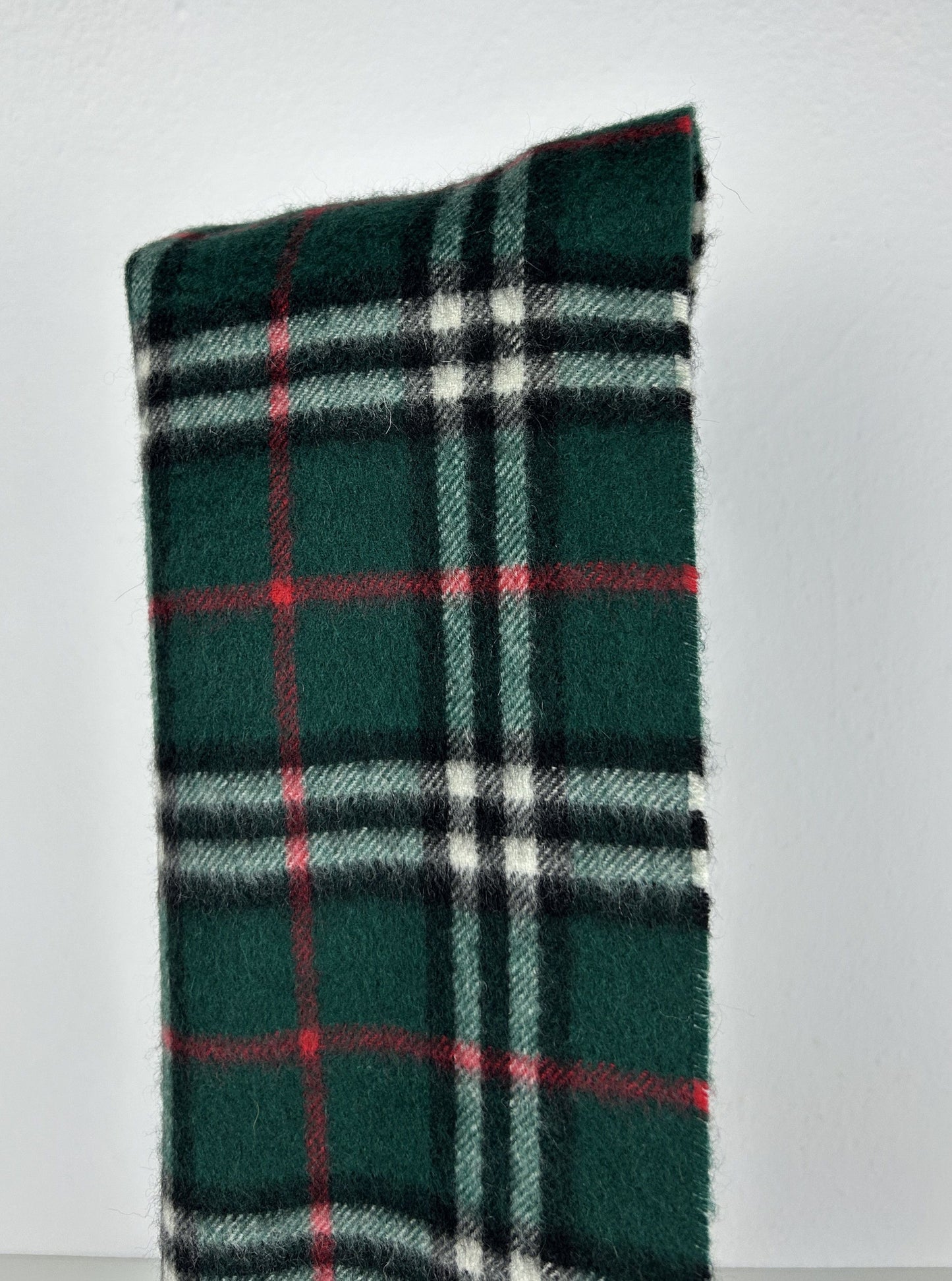Vintage Burberry green nova check cashmere scarf