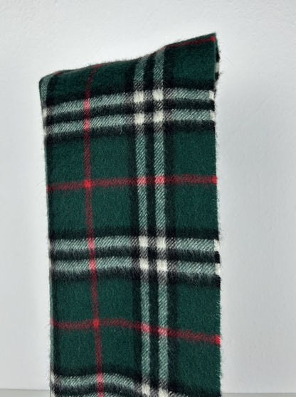 Vintage Burberry green nova check cashmere scarf
