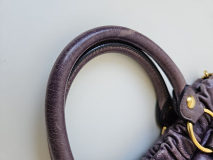 Miu miu vitello bauletto aperto gathered leather handbag