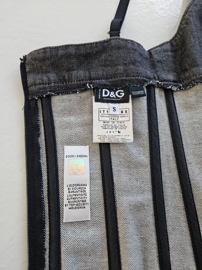 Archive y2k Dolce gabbana denim pleated corset top