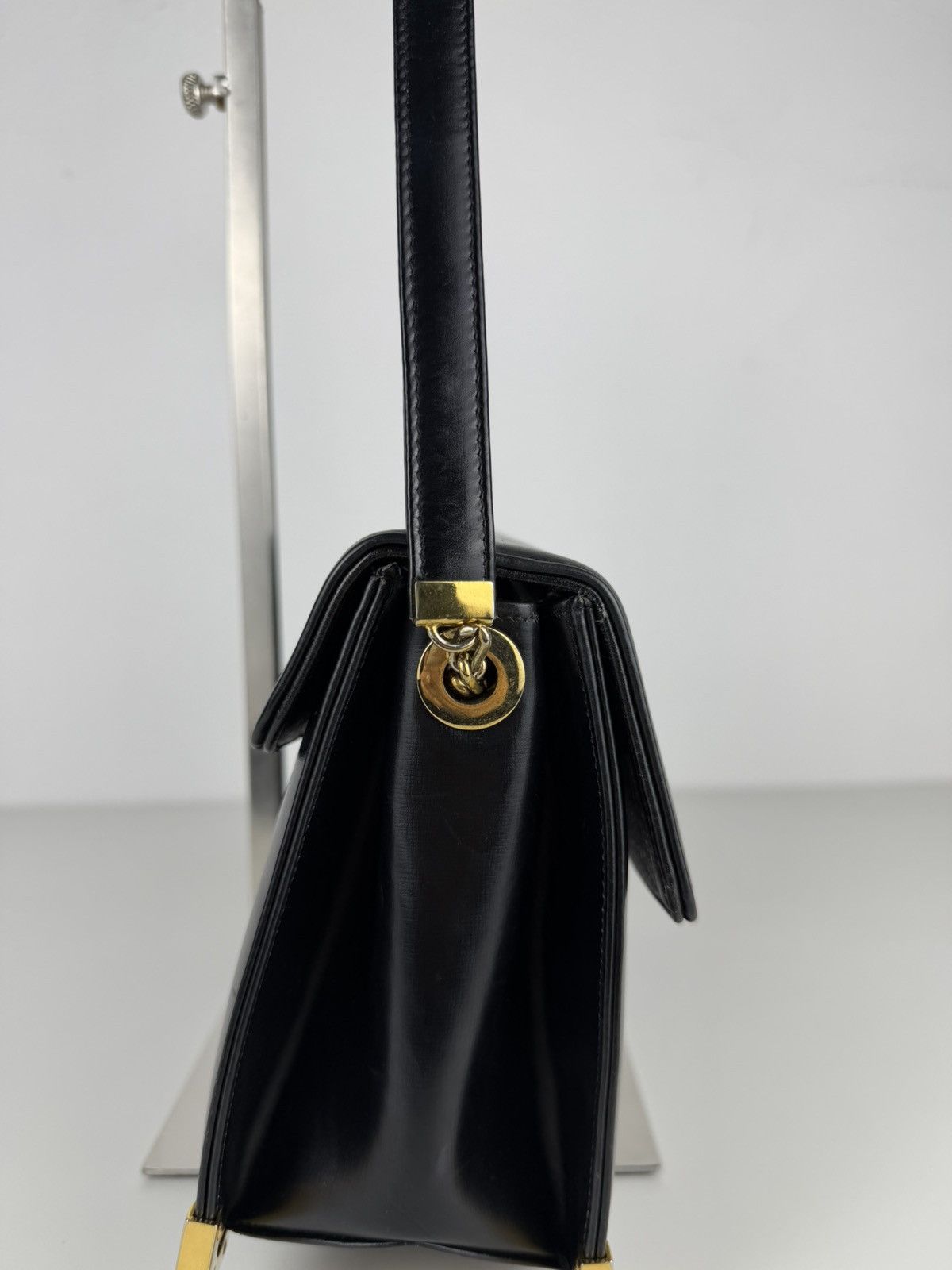 Vintage 70s Dior box calf leather shoulder bag