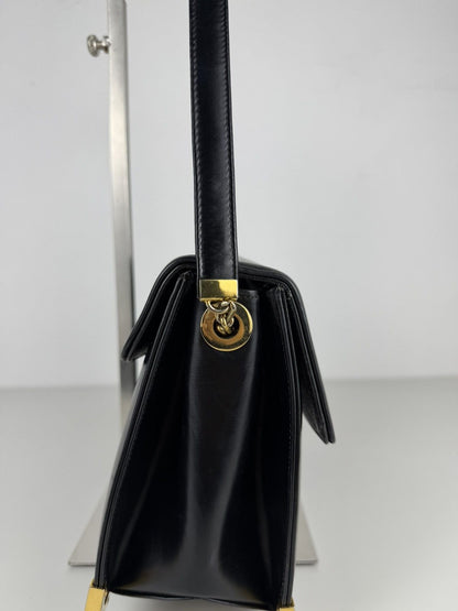 Vintage 70s Dior box calf leather shoulder bag