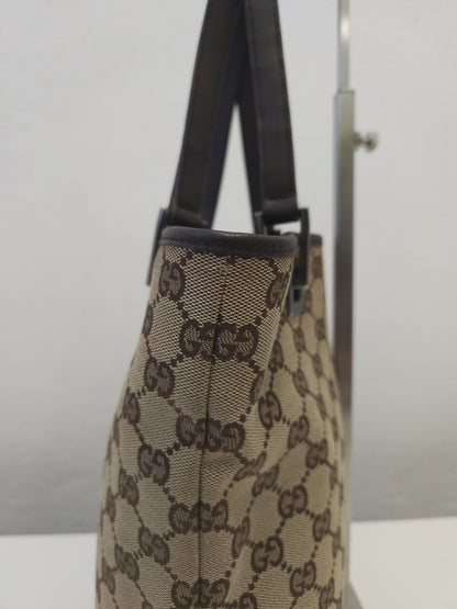 Vintage y2k Gucci gg monogram canvas and leather tote bag