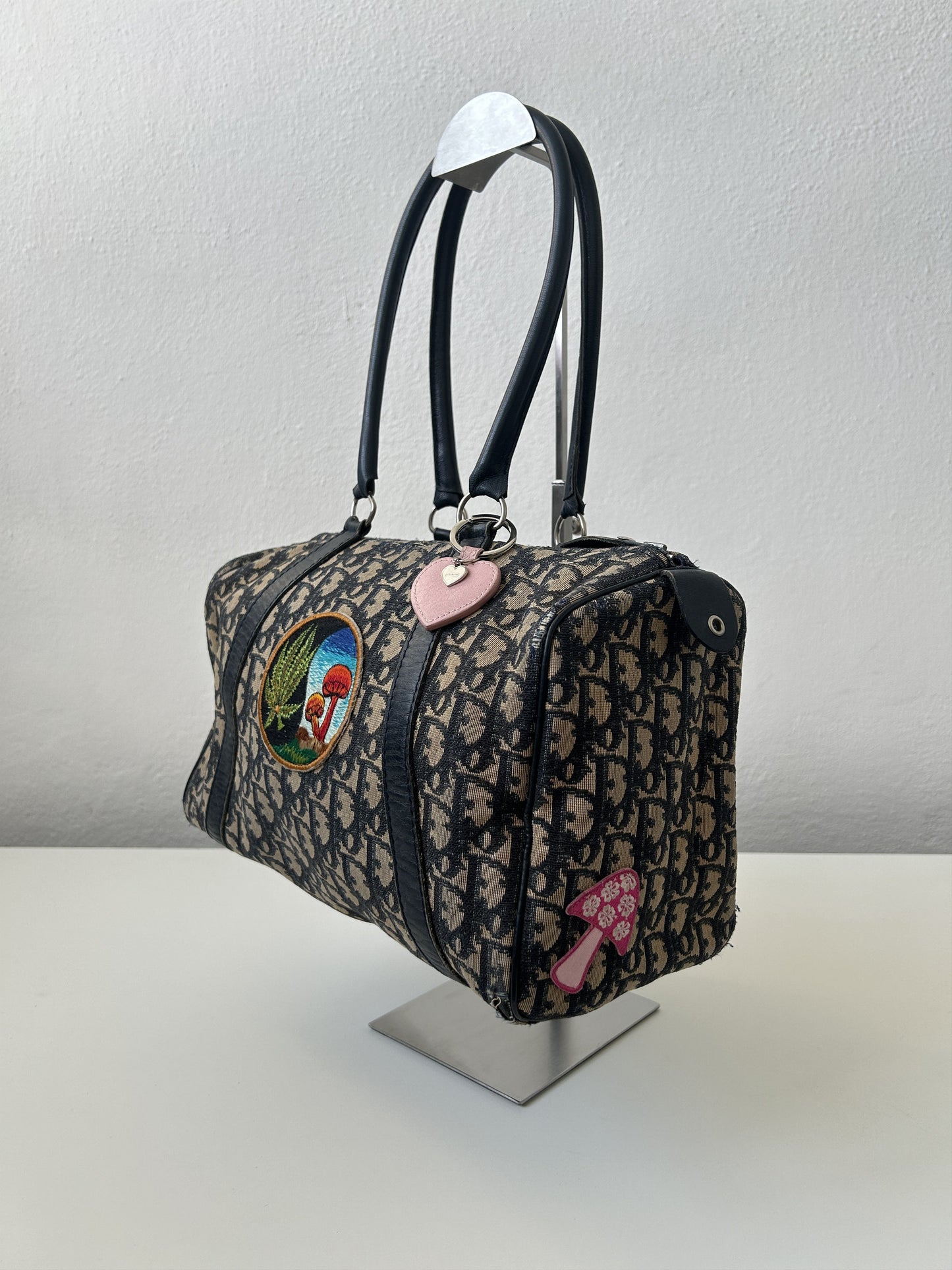 Vintage 80s customised Dior trotter oblique monogram canvas mini bowling bag