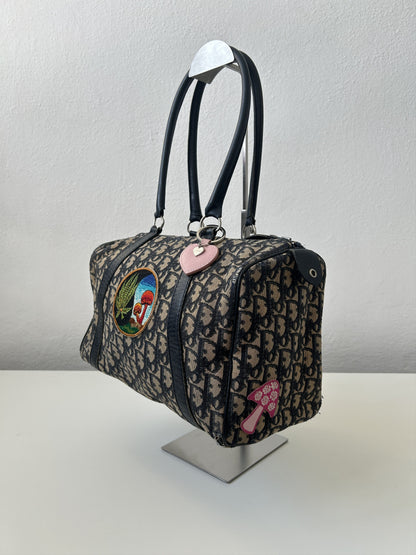 Vintage 80s customised Dior trotter oblique monogram canvas mini bowling bag