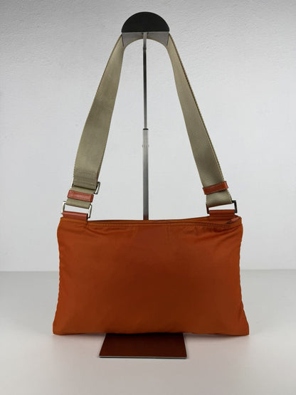 Vintage prada nylon triangle logo shoulder/ crossbody bag