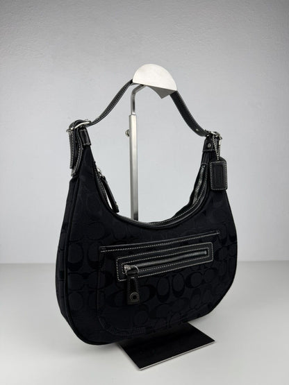 Coach signature jacquard half moon small hobo bag