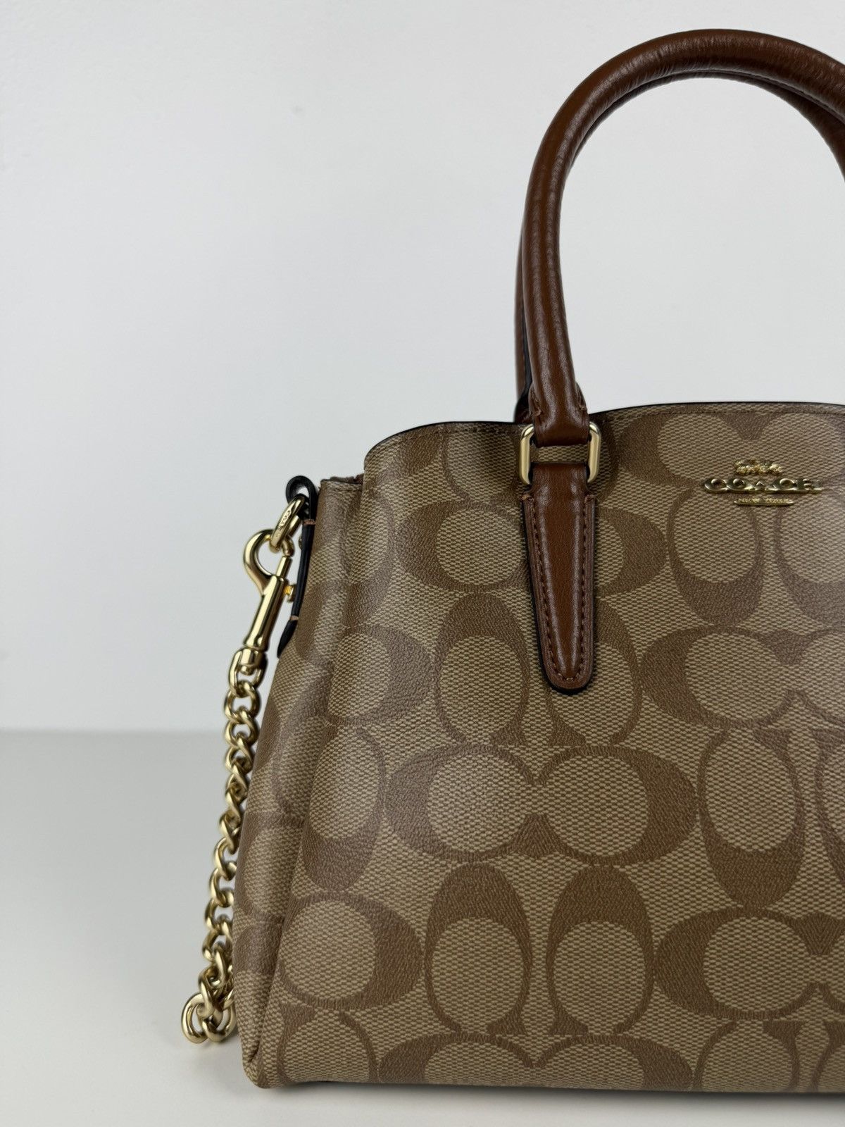 Coach coated signature mini sage carryall handbag