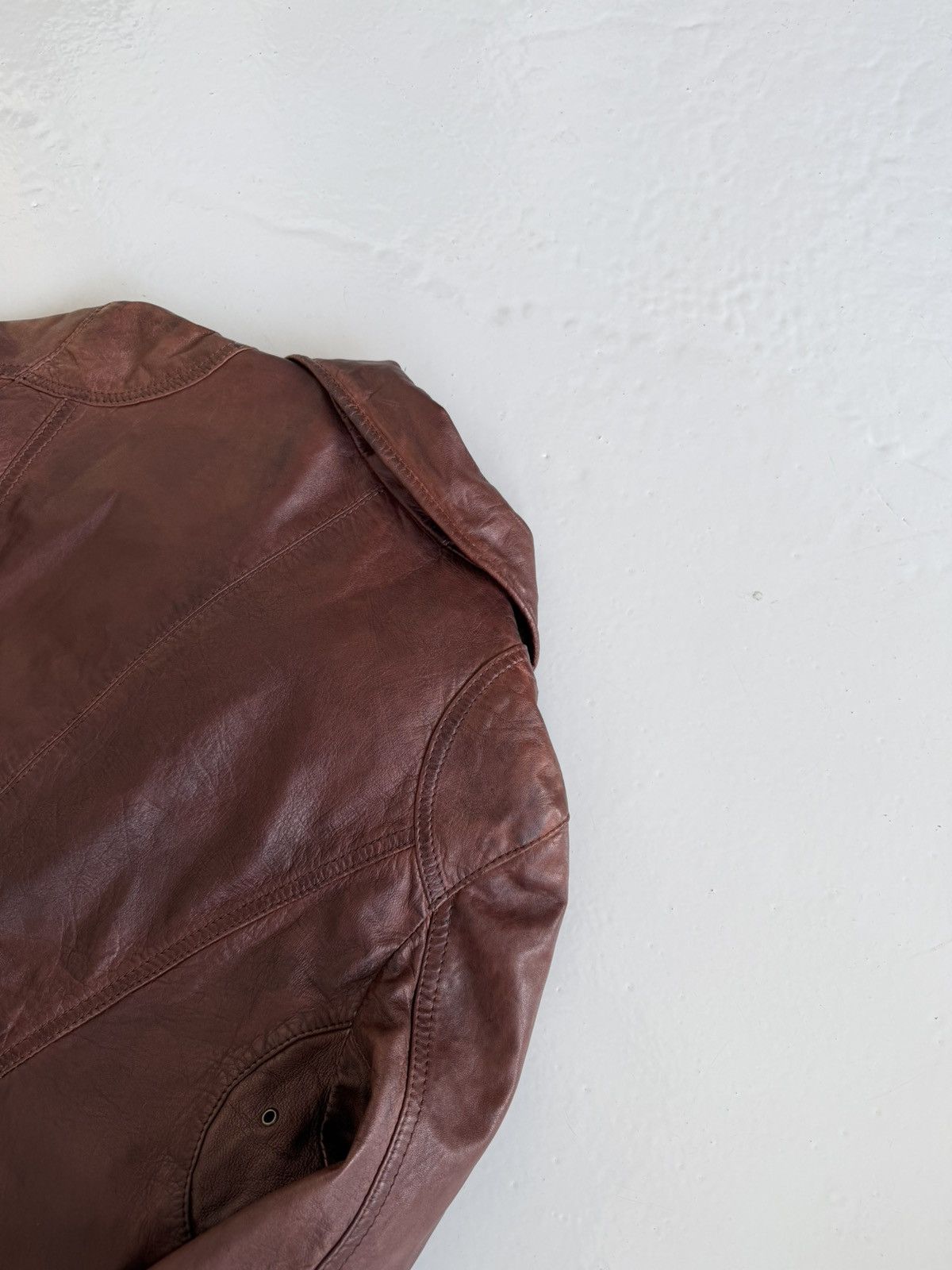 Vintage ‘Mauritius’ cropped leather biker jacket
