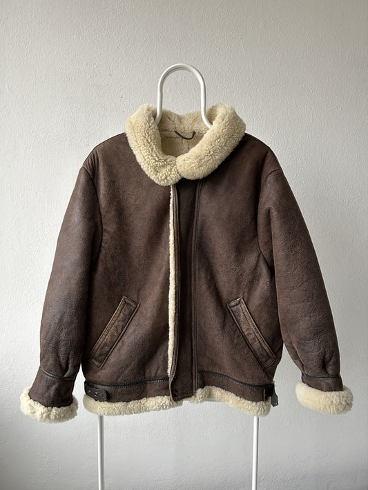 Vintage type b3 real shearling aviator leather jacket