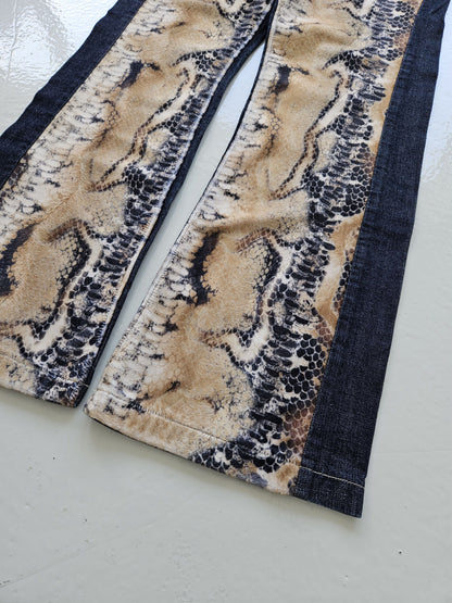 Vintage snake print bootcut denim