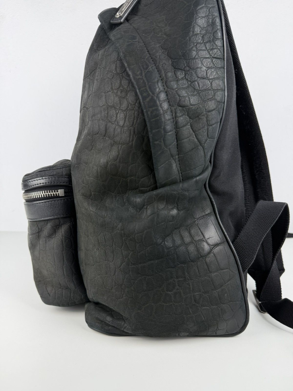 2021 Saint Laurent croc embossed leather city backpack