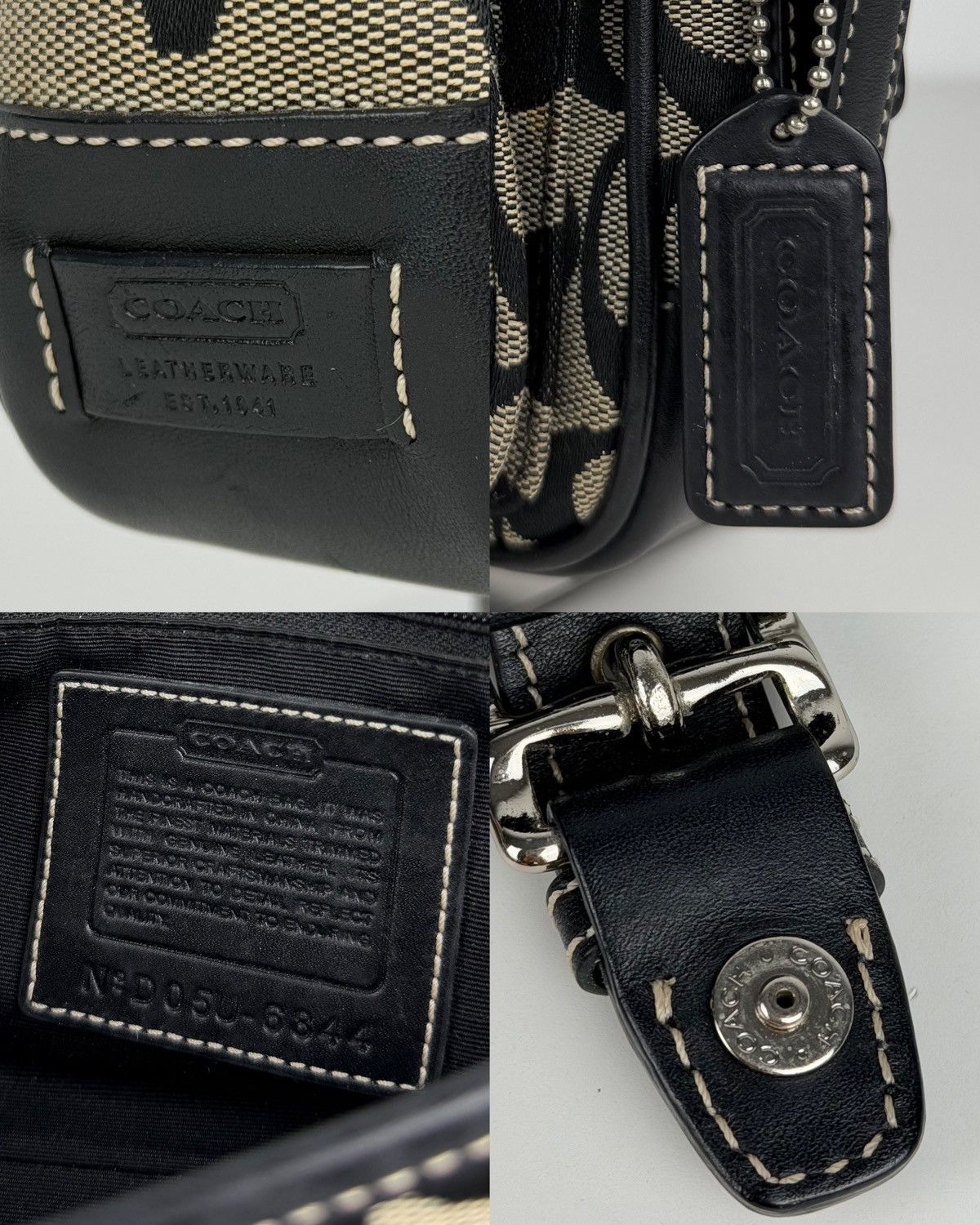Coach signature leather and canvas shoulder/ crossbody bag