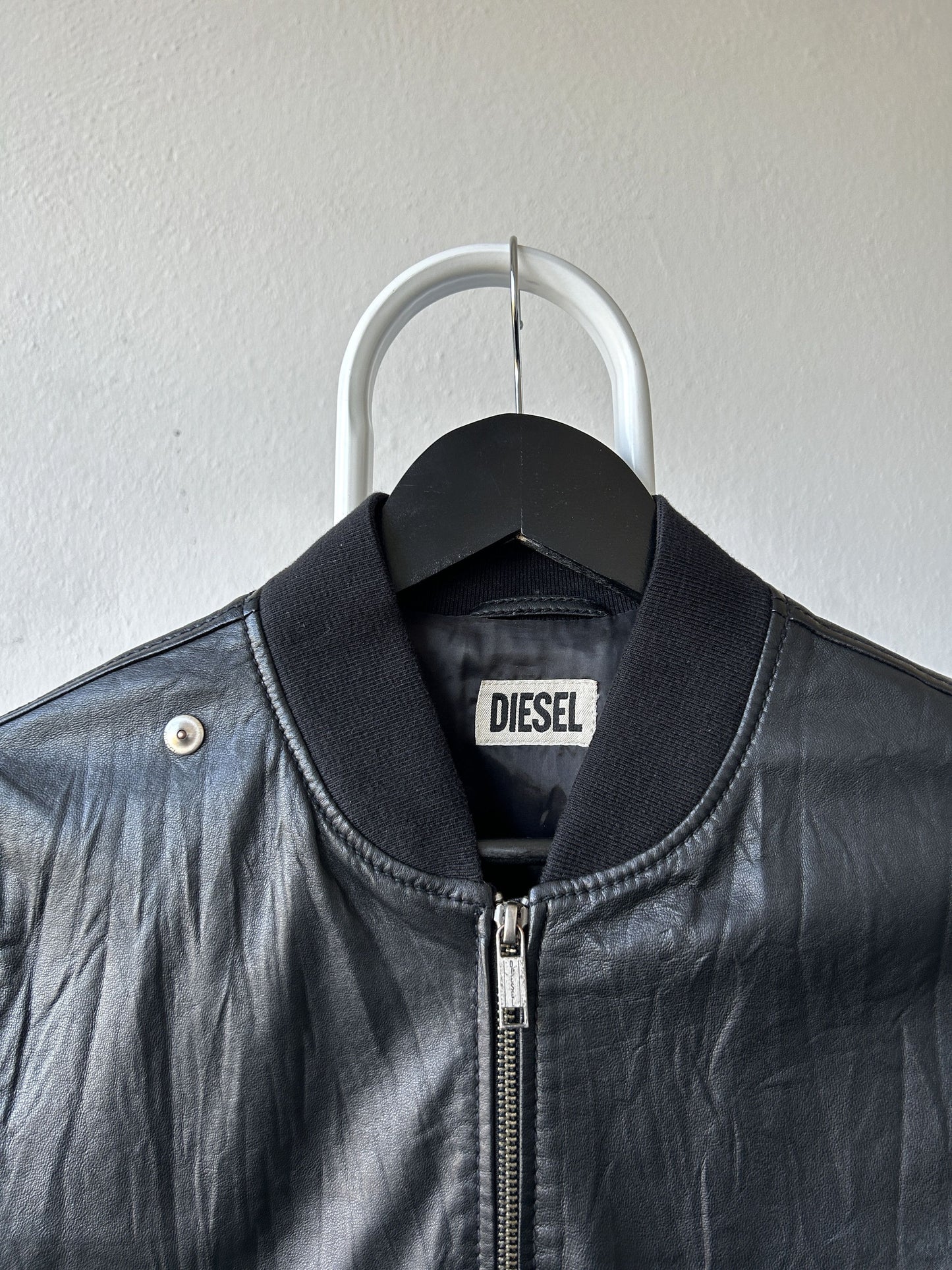 Archive Diesel cropped lambskin leather bomber jacket