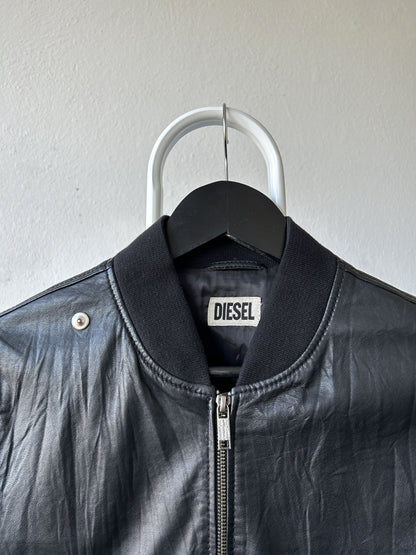Archive Diesel cropped lambskin leather bomber jacket