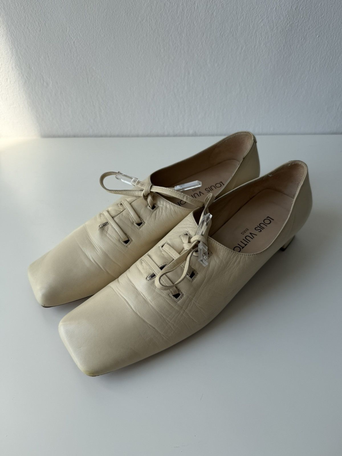 Vintage Louis Vuitton square toe block heel flats