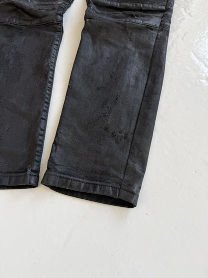 Philipp Plein born&raised distressed waxed biker denim