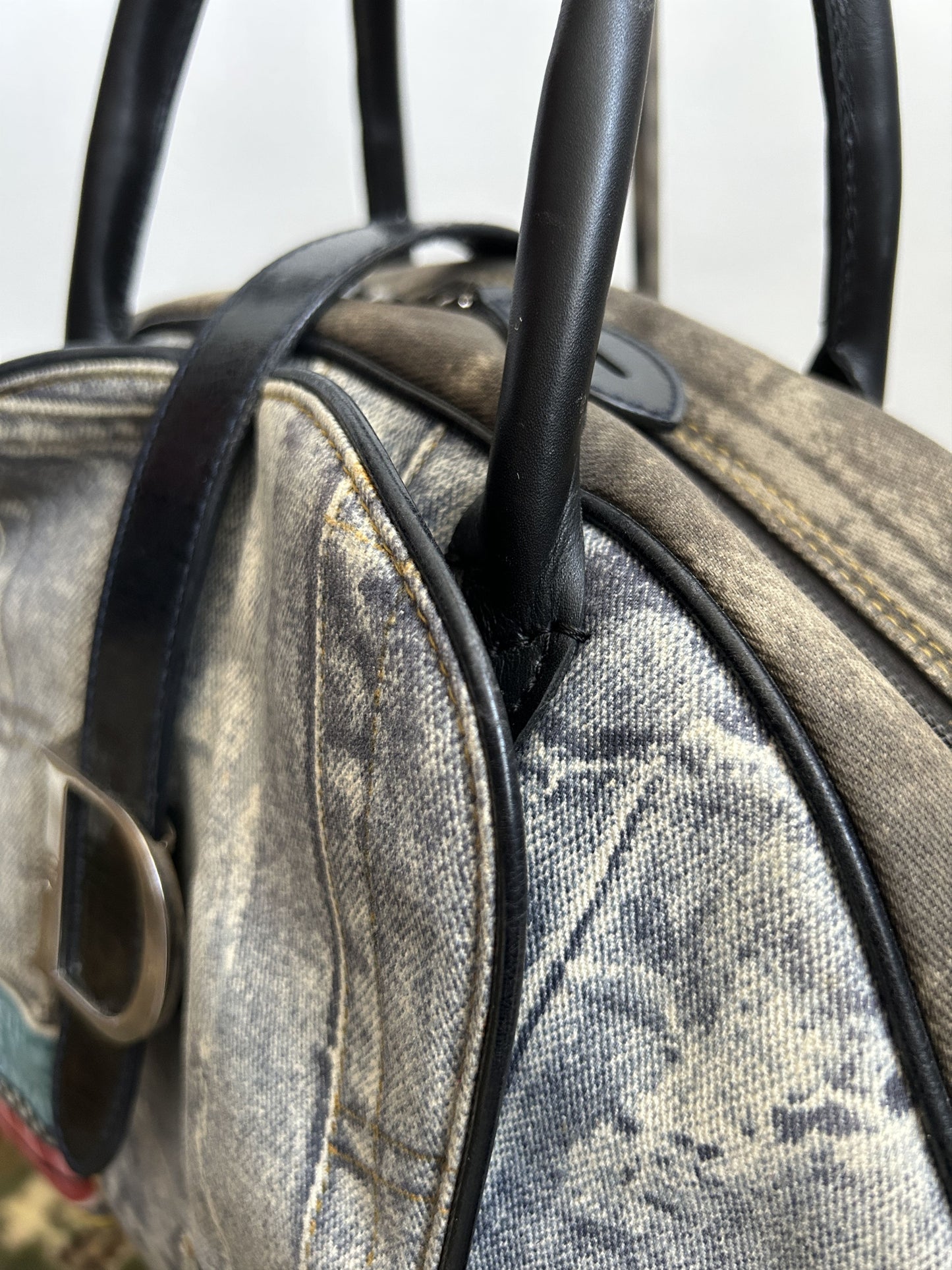 Vintage y2k Dior by John Galliano double saddle denim bowling bag