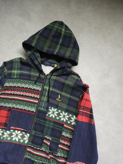 Ralph lauren patchwork print fleece lined zip hoodie