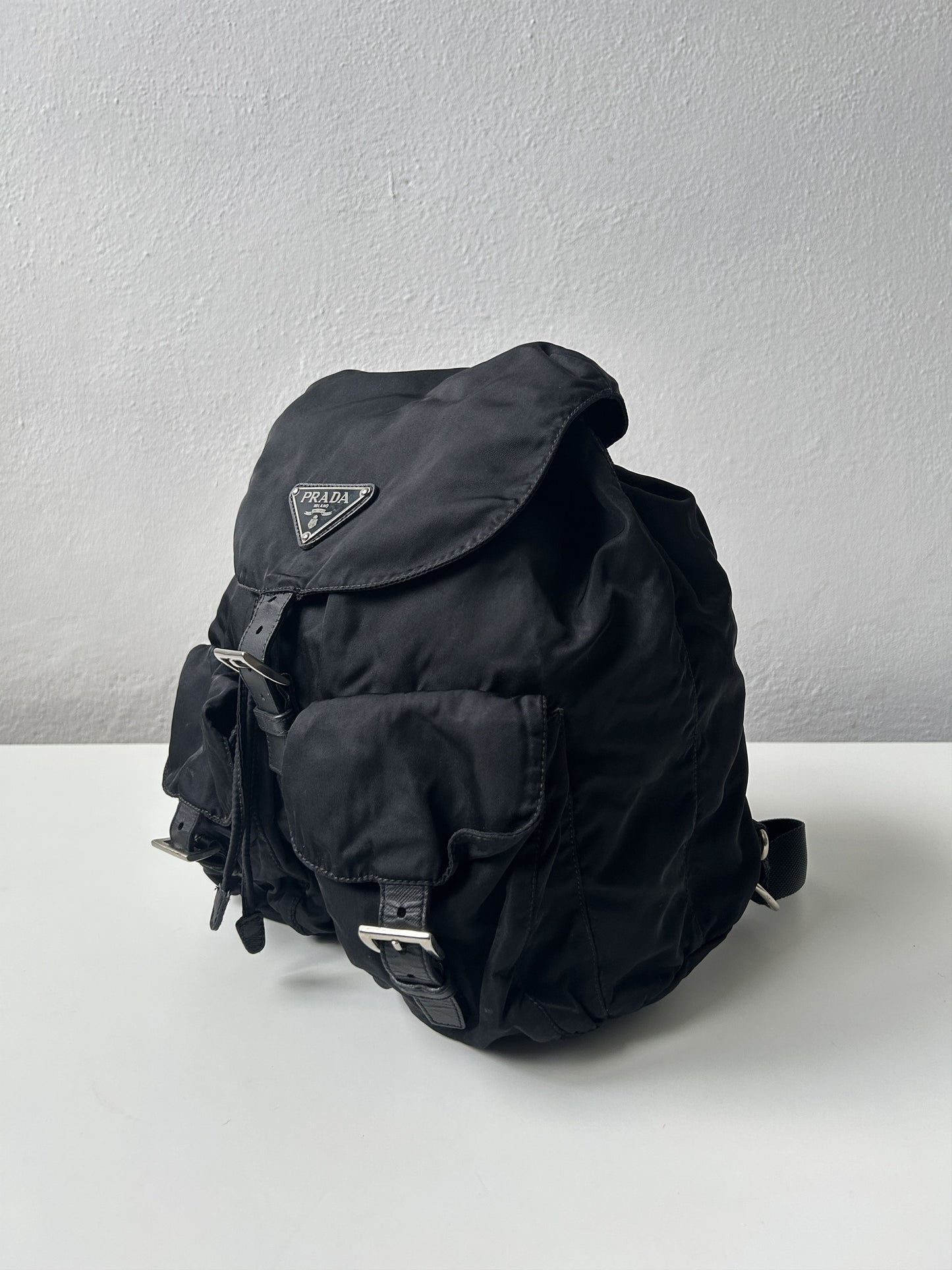 Vintage Prada nylon triangle logo cargo backpack