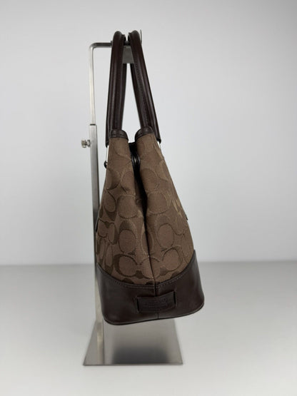 Coach Hamptons leather and canvas signature tote
