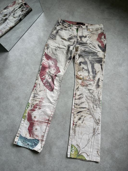 Archive y2k Just Cavalli butterfly floral alloverprint pants