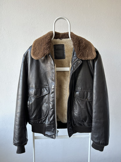 Vintage aviator shearling leather jacket
