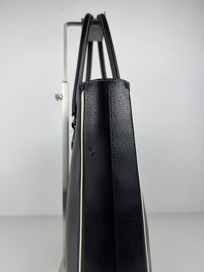 Vintage Prada leather triangle logo tote bag