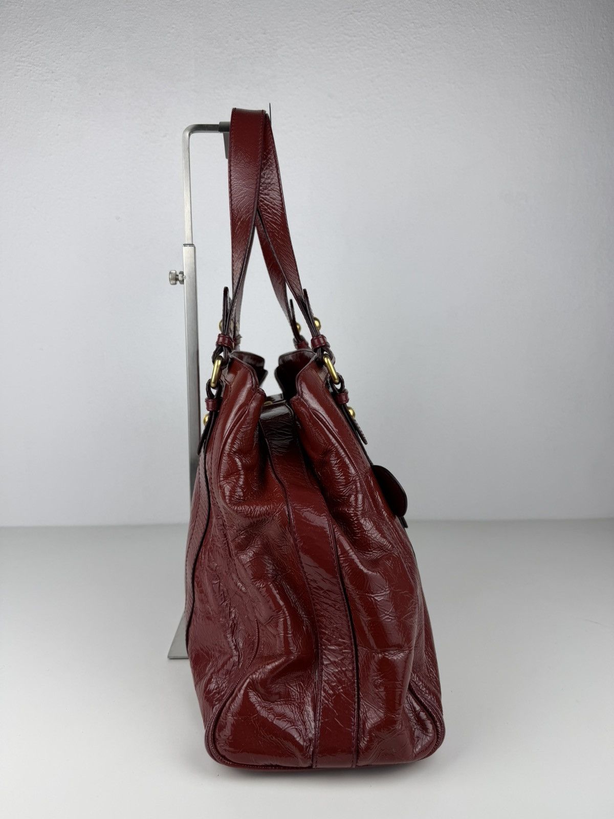 Fendi crinkled patent leather de jour handbag large