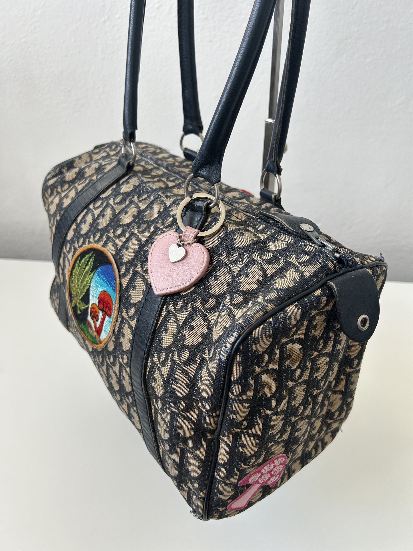 Vintage 80s customised Dior trotter oblique monogram canvas mini bowling bag