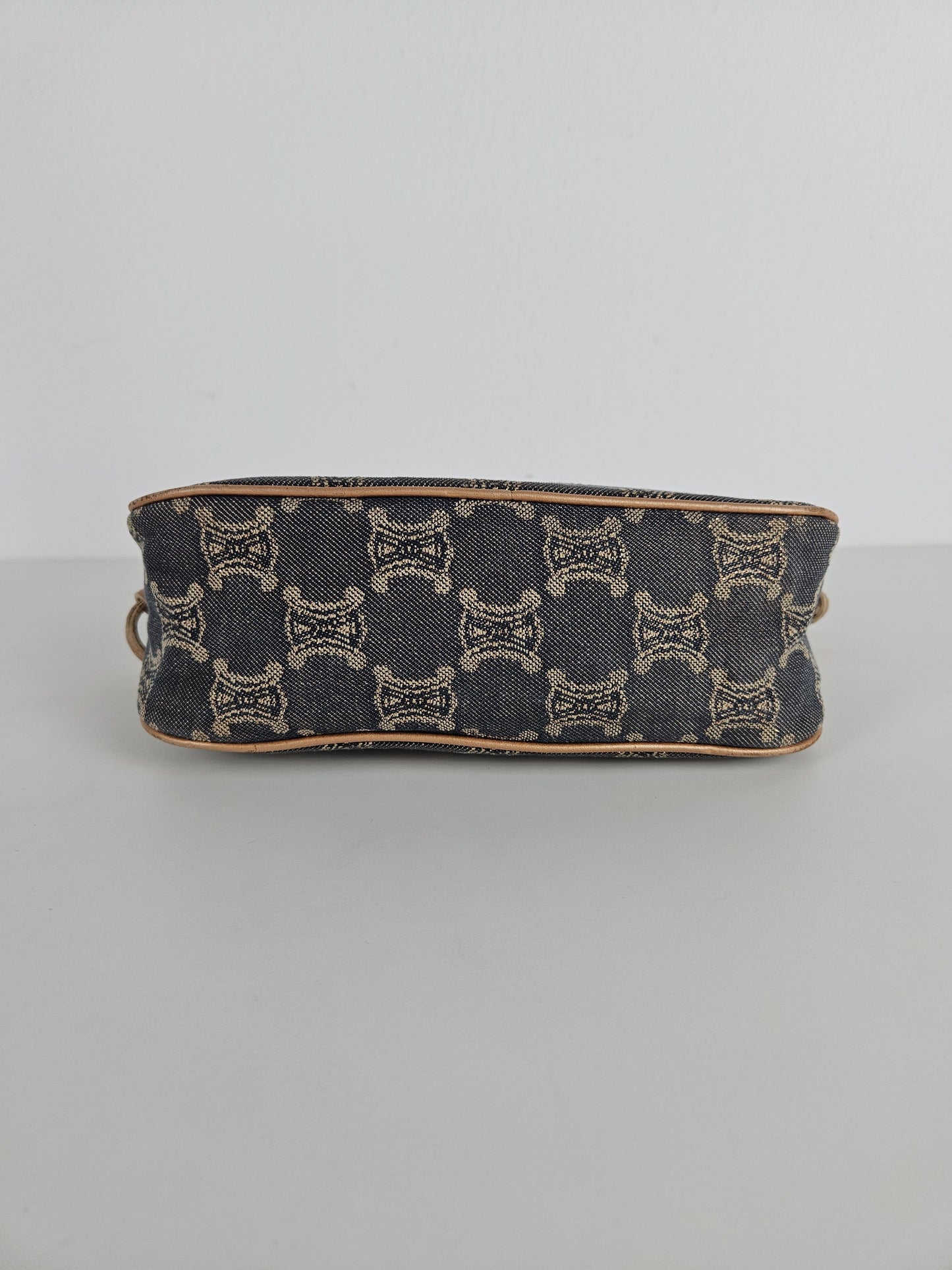 Vintage celine triomphe denim mini handbag pochette baguette