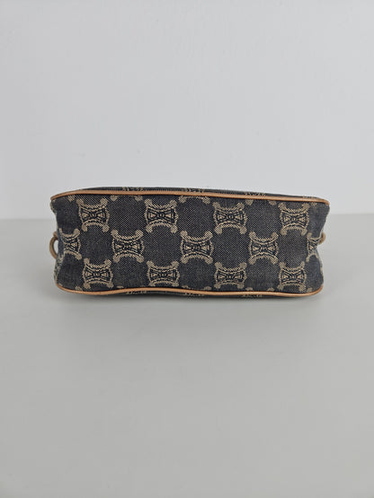 Vintage celine triomphe denim mini handbag pochette baguette