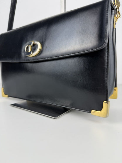 Vintage 70s Dior box calf leather shoulder bag